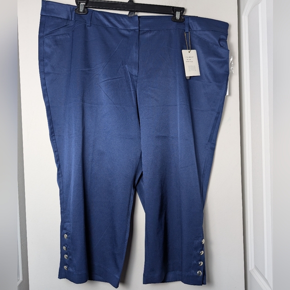 Zac & Rachel Pants - Zac & Rachel pants comfort waist blue button hem crop sz 24w